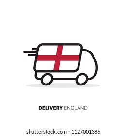 England delivery van. Country logistics concept