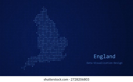 Mapa digital da Inglaterra formado com uns e zeros para o projeto de visualização de dados