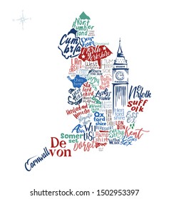 England doodle map vector. London map. 