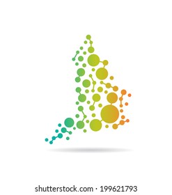 England dot and lines map image. Concept of networking, structure, communication. Vector icon