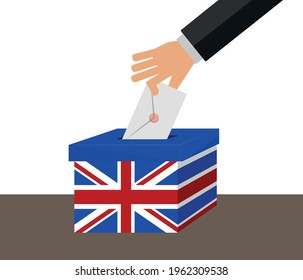 Elecciones en Inglaterra Votar Casilla de Vectores. La gente vota.