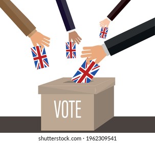 England Elections Vote Box Vector Work. People voting.