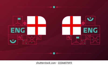 england flag for 2022 football  world, Qatar cup tournament. isolated National team flag with geometric elements for 2022 soccer or football Vector illustration.