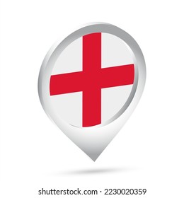 England flag 3d pin icon. Vector illustration.