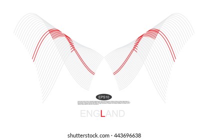 England flag. Abstract England ribbons isolated on white.