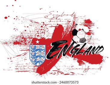 England Flaggenhintergrund in Pinsel, Dänemark Fußball mit Fahne als Hintergrund, Grafikdesign Team England, England Flaggenhintergrund von Pinseln. Abstrakte Flagge Englands