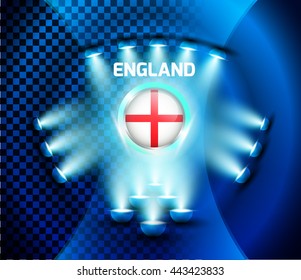 England Flag with Blue Light Effect. Celebration Light.