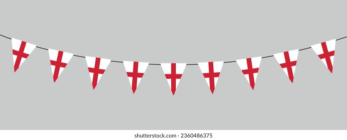 England flag bunting pennants, string of triangular flags, vector decorative element