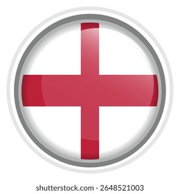 England Flag Button Icon Glossy Round National Emblem Vector Illustration