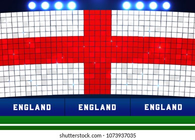England flag card stunts. England soccer or football stadium background. vector