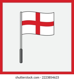 England Flag Cartoon Vector Illustration. Flag of England Flat Icon Outline