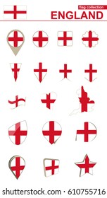 England Flag Collection. Big set for design. Vector Illustration.