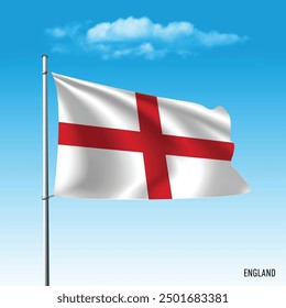 England flag flying on blue sky, vector illustation.
