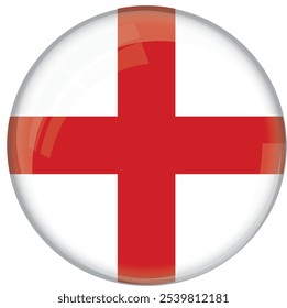 England flag with glossy rounded button for football team and national emblem