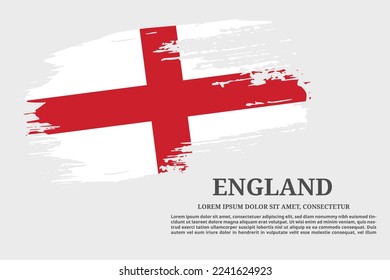England flag grunge brush and text poster, vector