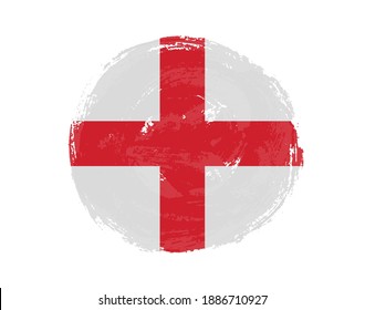 England flag in grunge round shape.
