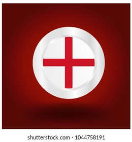 england flag. england flag icon button with steel circle