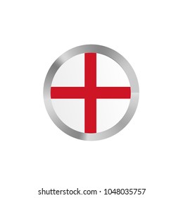 England flag Icon button with Steel circle, vector illustration