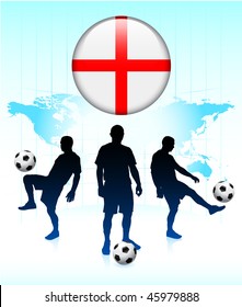 England Flag Icon on Internet Button with Soccer Team Original Vector Illustration
