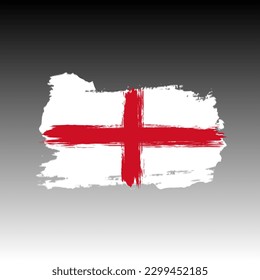 England flag icon vector watercolor national country. Hand drawn illustration with dry brush stains, strokes, spots isolated on gradient gray background. Painted grunge style texture for posters