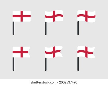 England flag icons set, national flag of England symbols