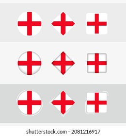 England flag icons set, vector flag of England. Three versions of icon.