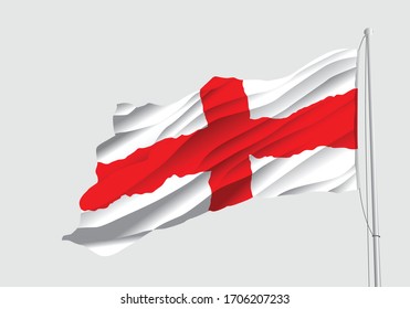 England flag isolated on gray background. Realistic England flag waving in the Wind. Vector illustration
