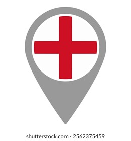 England flag location pin, flag application, Flag on Location Pin, graphic design, map pointer, vector illustration.