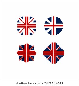 Diseño del logo de la bandera inglesa con cuatro conceptos.