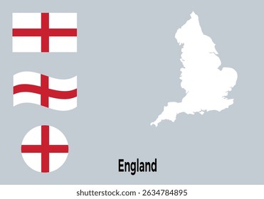 England Flag and Map Illustration – National Symbol Vector Design