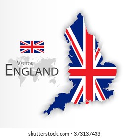 England flag and map ( United Kingdom of Great Britain )