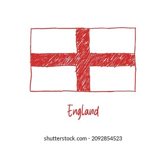 England Flag Marker or Pencil Sketch Illustration Vector