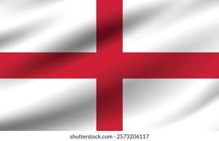 England flag official colors and proportion digital vector illustration. Pleated flag.