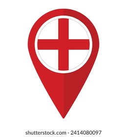England flag on map pinpoint icon isolated. Flag of England