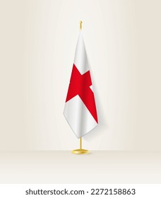 England flag on a flag stand. Vector illustration.