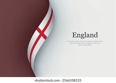 England flag on Waving ribbon. Template for independence day
