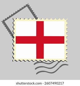 England flag postage stamp. Isolated vector illustration on grey post stamp background