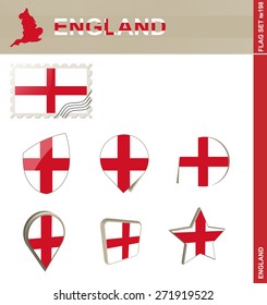 England Flag Set, Flag Set #198. Vector.