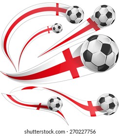 england  flag set with soccer ball
