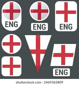 England flag set vector illustration