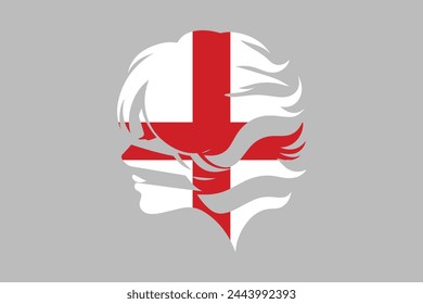 England flag and England girl’s shape, The flag of England, England national Flag Vector illustration, Standard color
