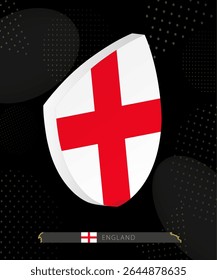 England Flag Shield icon in 3D on Dark Modern Abstract Rugby Background. Perfect for sports events, heritage themes, national celebrations, and patriotic designs.