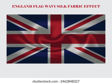 England flag silk fabric wavy effect, vector illustration, full editable EPS format.
