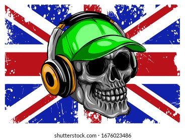 England flag with skull vector illustration design