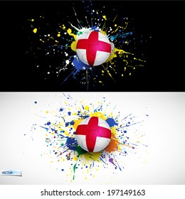 England flag with soccer ball dash on colorful background, vector illustration