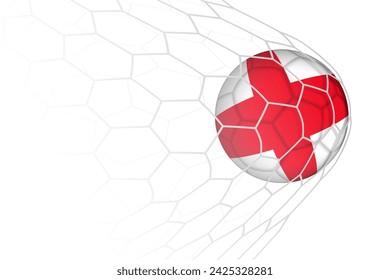 Balón de fútbol bandera de Inglaterra en la red. Ilustración deportiva vectorial.