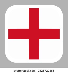 England flag square flat vector with rounded corners and white border, vector illustration