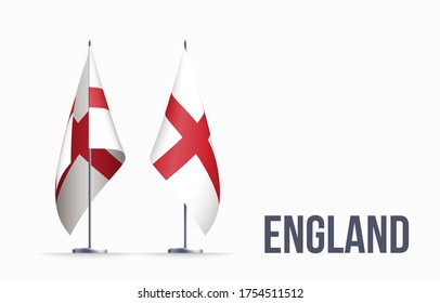 England flag state symbol isolated on background national banner. Greeting card National Independence Day of the part of the United Kingdom. Illustration banner with realistic state flag.