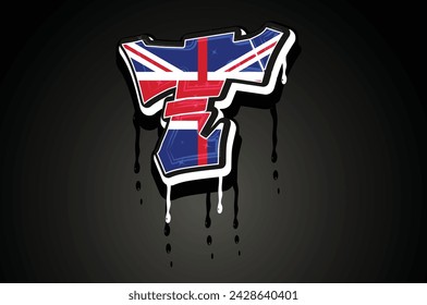 England Flag T Hand Lettering Graffiti alphabet vector template