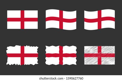 England flag vector illustration set, official colors of flag of England